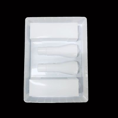 Kit de cuidados com a pele inserir bandeja branco PS embalagem de plástico bolha moldado bandeja para cosméticos conjunto